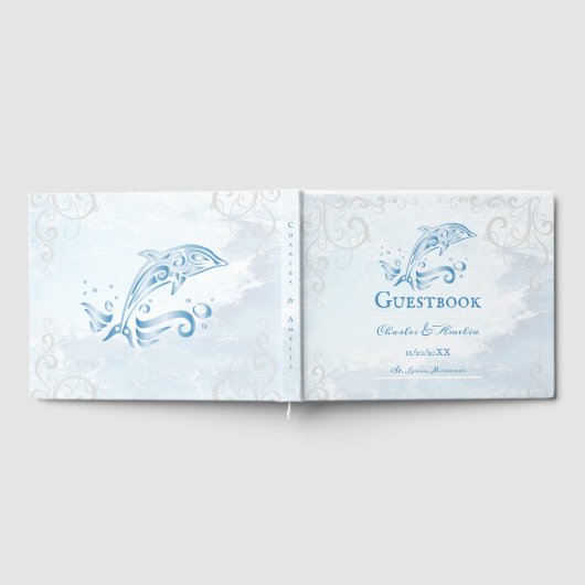 Blue Dolphin Wedding Guestbook Gästebuch (Voll)