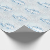 Blue Dolphin Wedding Wrapping Paper Geschenkpapier (Ecke)