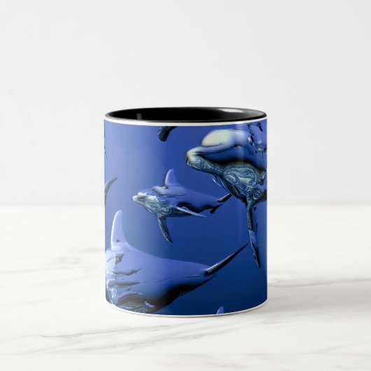 Blue Dolphin Zweifarbige Tasse (Mittel)