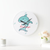 Blue Dolphins Leaping Thunder_Cove Große Wanduhr (Zuhause)