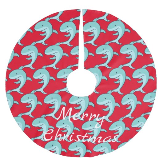 Blue Dolphins Leaping Thunder_Cove Polyester Weihnachtsbaumdecke (Vorderseite)