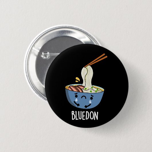 Blue-don Funny Udon Pun Dark BG Button (Vorne & Hinten)