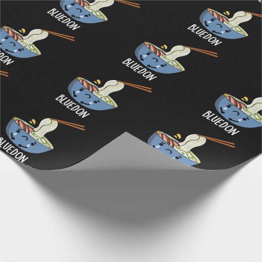 Blue-don Funny Udon Pun Dark BG Geschenkpapier (Ecke)