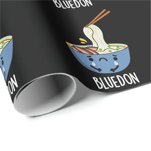Blue-don Funny Udon Pun Dark BG Geschenkpapier (Rolleneckpunkt)