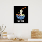 Blue-don Funny Udon Pun Dark BG Poster (Küche)