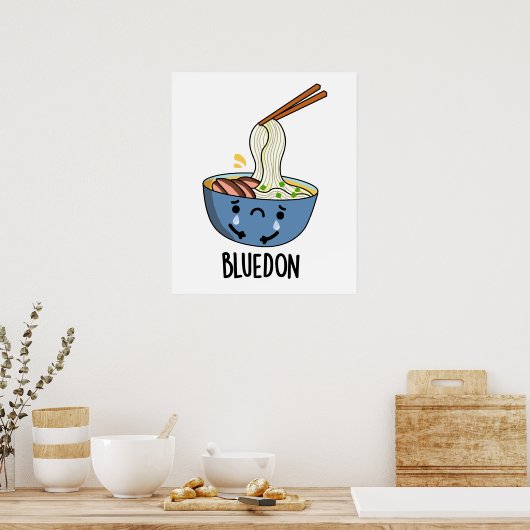 Blue-don Funny Udon Pun Poster (Küche)
