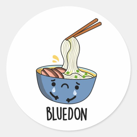 Blue-don Funny Udon Pun  Runder Aufkleber (Vorderseite)