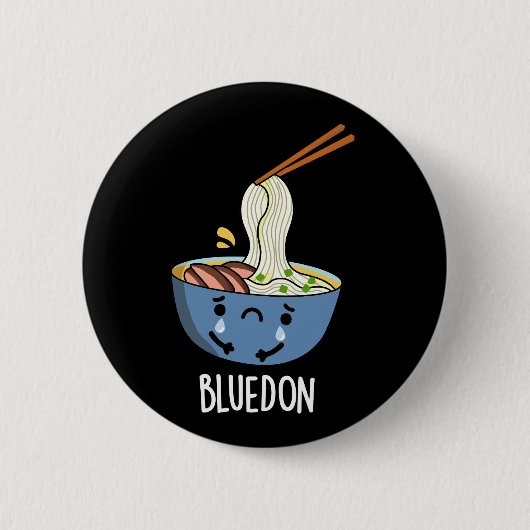 Blue-don Lustiger Udon-Wortwitz Dunkler Hintergrun Button (Vorderseite)