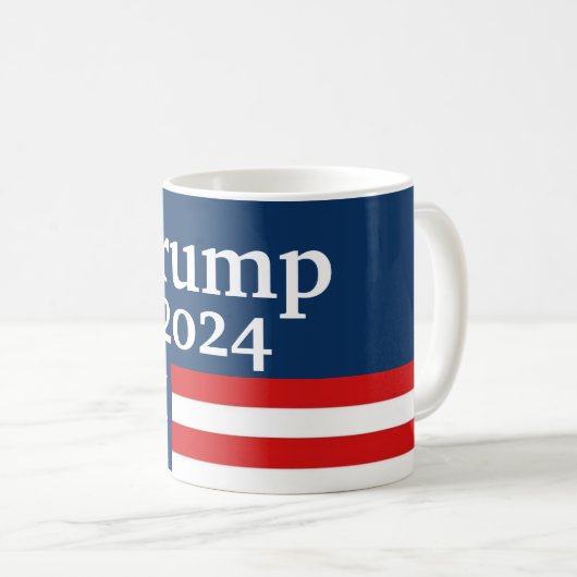 Blue Donald Trump 2024 American Flag Kaffeetasse (VorderseiteRechts)