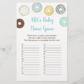 Blue Donut ABCs Baby Shower Name Game (Vorderseite)