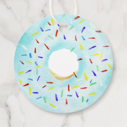 Blue Donut Baby Sprinkle Classic Round Sticker Geschenkanhänger (Rückseite)