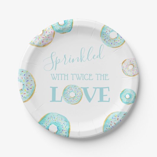 Blue Donut Baby Sprinkle Papierplatte Pappteller (Vorderseite)
