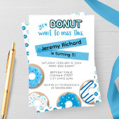 Blue Donut Birthday Invitation Einladung