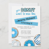 Blue Donut Birthday Invitation Einladung (Vorderseite)