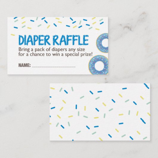 Blue Donut Diaper Raffel Ticket Begleitkarte (Vorne/Hinten)