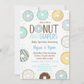 Blue Donut & Diapers Baby Sprinkle Einladung (Vorderseite)