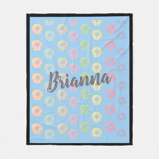 Blue Donut Individuelle Name Medium Fleece Blanket (Vorderseite)