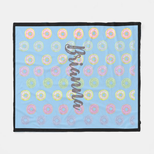 Blue Donut Individuelle Name Medium Fleece Blanket (Vorderseite (Horizontal))