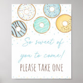 Blue Donut So Sweet Birthday Sign Poster (Vorne)