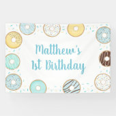 Blue Donut Sprinkles Birthday Banner (Horizontal)