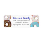 Blue Donut Theme Family Name Custom Rücksendeadres (Vorne)