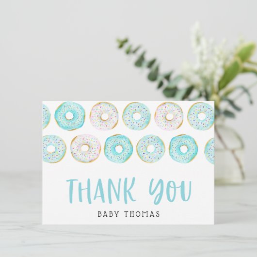 Blue Donuts Baby Dusche Danke (Stehend Vorderseite)