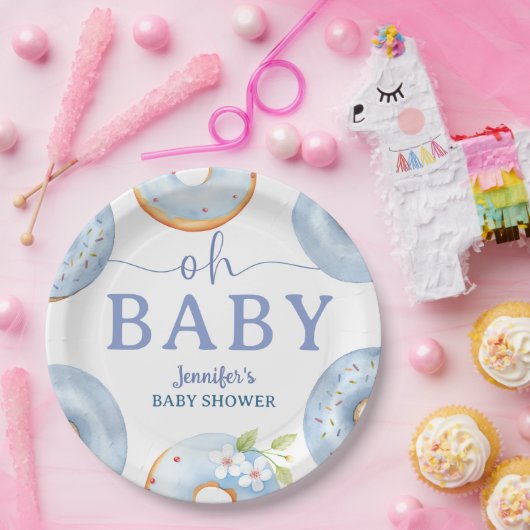 Blue Donuts Baby Shower Brunch  Pappteller (Party)