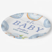Blue Donuts Baby Shower Brunch  Pappteller (Schrägansicht)