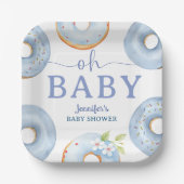 Blue Donuts Baby Shower Brunch Pappteller (Vorderseite)