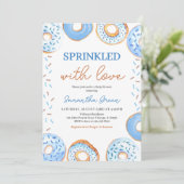 Blue Donuts Baby Sprinkle Baby Dusche Einladung (Stehend Vorderseite)