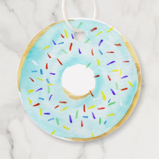 Blue Donuts Baby Sprinkle Classic Round Sticker Geschenkanhänger (Rückseite)