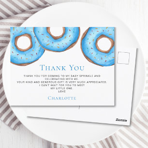 Blue Donuts Baby Sprinkle Danke Postkarte