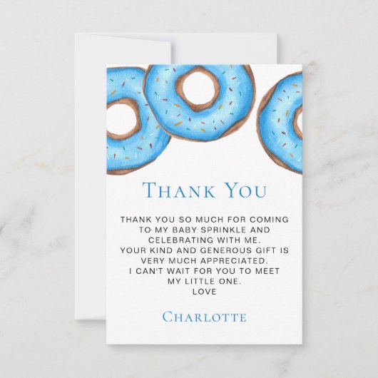 Blue Donuts Baby Sprinkle Dankeskarte (Vorderseite)