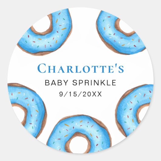 Blue Donuts Baby Sprinkle Runder Aufkleber (Vorderseite)