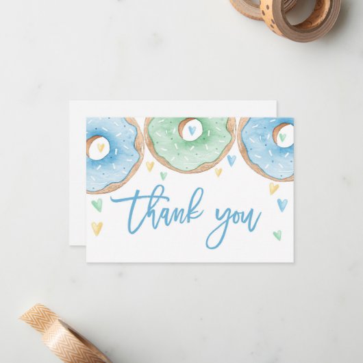 Blue Donuts danke Mitteilungskarte (Vorderseite/Rückseite Beispiel)