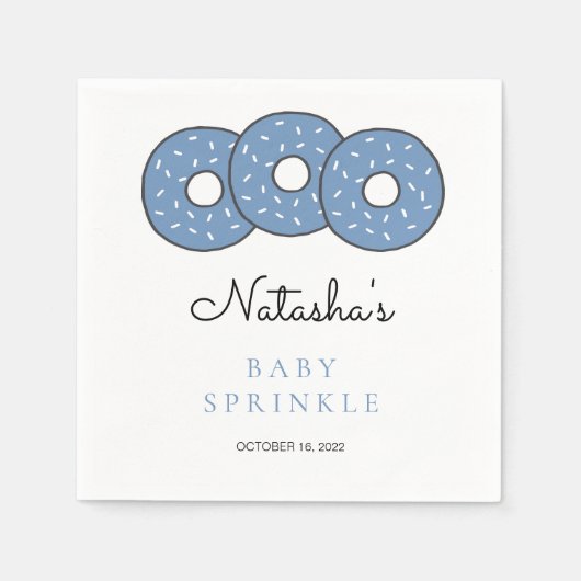 Blue Donuts Illustration Kinderdusche Sprinkle Serviette (Vorderseite)