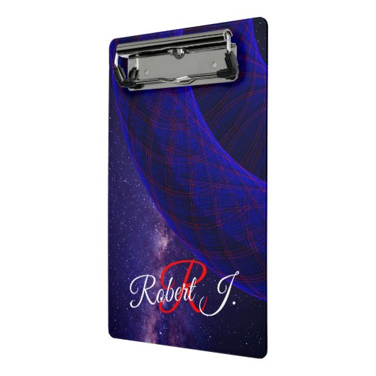 Blue Donuts In Outer Space Mini Clipboard Klemmbrett (Gewinkelt2)