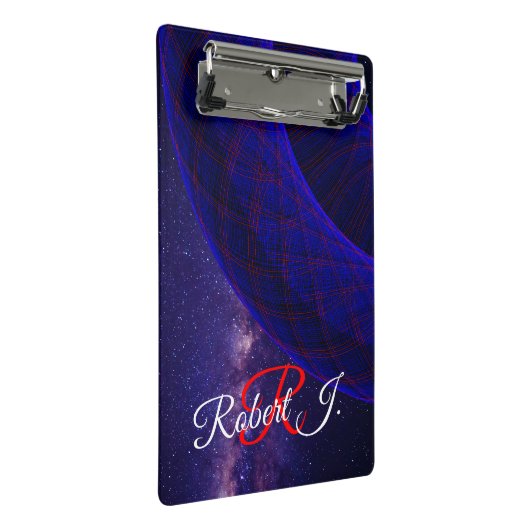 Blue Donuts In Outer Space Mini Clipboard Mini Klemmbrett (Schrägansicht)