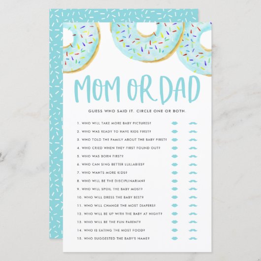 Blue Donuts Raten Sie, wer Mama oder Vater Baby Du (Vorne/Hinten)