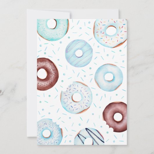 Blue Donuts und Diapers Baby Dusche Einladung (Rückseite)