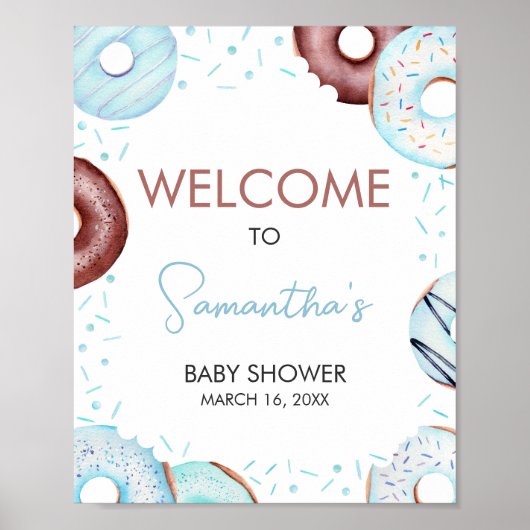 Blue Donuts und Windeln Begrüßungszeichen Poster (Vorne)