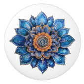 Blue Doodle 3D Mandala Keramikknauf (Vorderseite)