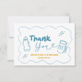 Blue Doodle Baby wird gebrauen Dankeschön Card Dankeskarte (Vorderseite)