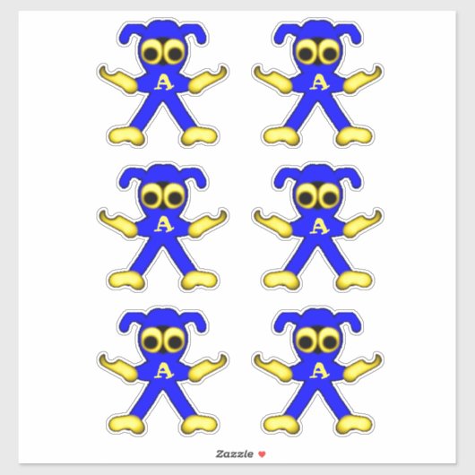 Blue Doodle Bug Man Niedlicher Cartoon Super Hero Aufkleber (Blatt)