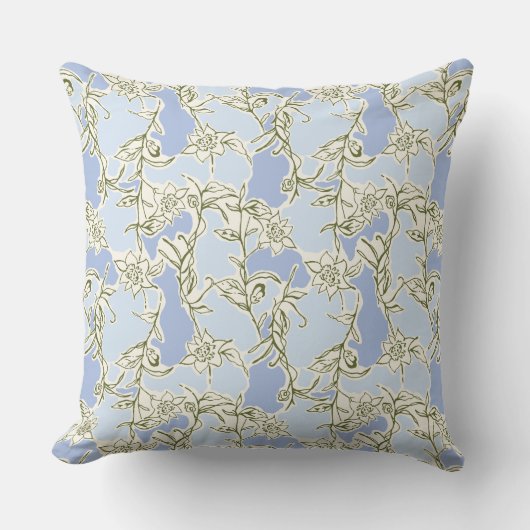 Blue Doodle Floral Kissen (Vorderseite)