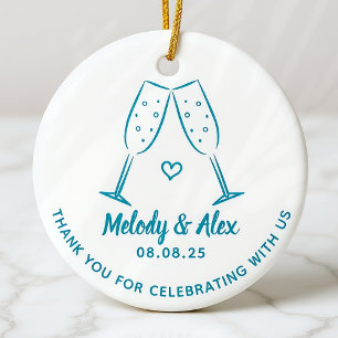 Blue Doodle Glasses Vielen Dank Gastgeschenk Hochz Keramik Ornament