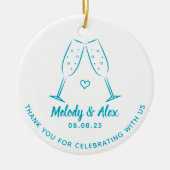 Blue Doodle Glasses Vielen Dank Gastgeschenk Hochz Keramik Ornament (Vorne)