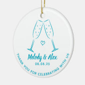 Blue Doodle Glasses Vielen Dank Gastgeschenk Hochz Keramik Ornament (Links)