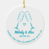 Blue Doodle Glasses Vielen Dank Gastgeschenk Hochz Keramik Ornament (Hinten)