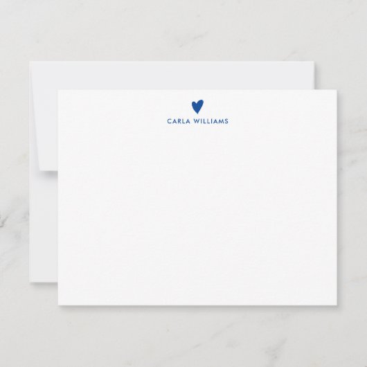 Blue Doodle Heart Formal Classic Family Mitteilungskarte (Vorderseite)